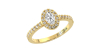 Bague Solitaire en Or jaune Halo Accompagné Diamant Ovale