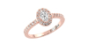 Bague Solitaire en Or rose Halo Accompagné Diamant Ovale