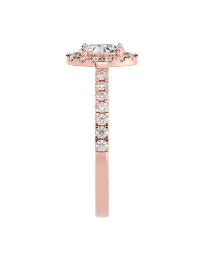 Bague Solitaire en Or rose Halo Accompagné Diamant Ovale