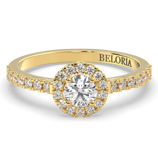 Bague en or et halo diamants