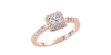 Bague Solitaire en Or rose avec Halo Accompagné Diamant Princesse
