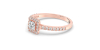 Bague Solitaire en Or rose avec Halo Accompagné Diamant Princesse