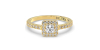 Bague Solitaire en Or jaune avec Halo Accompagné Diamant Princesse