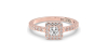Bague Solitaire en Or rose avec Halo Accompagné Diamant Princesse