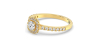 Bague Solitaire en Or jaune avec Halo Accompagné Diamant Coussin