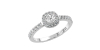 Bague Solitaire en Or blanc avec Halo Accompagné Diamant Coussin