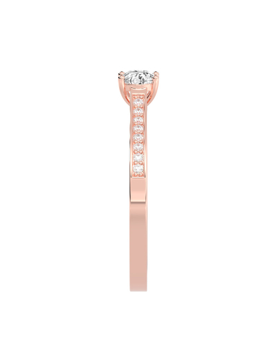 Bague Solitaire en Or rose Accompagné Diamant Rond