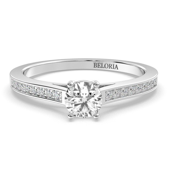 Bague Solitaire en Or blanc Accompagné Diamant Rond