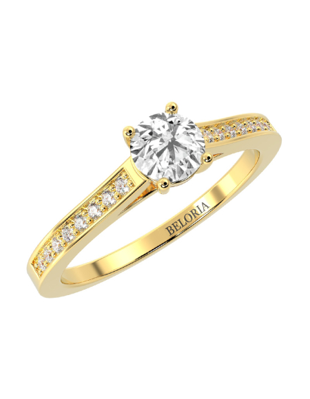 Bague Solitaire en Or blanc Accompagné Diamant Rond 2