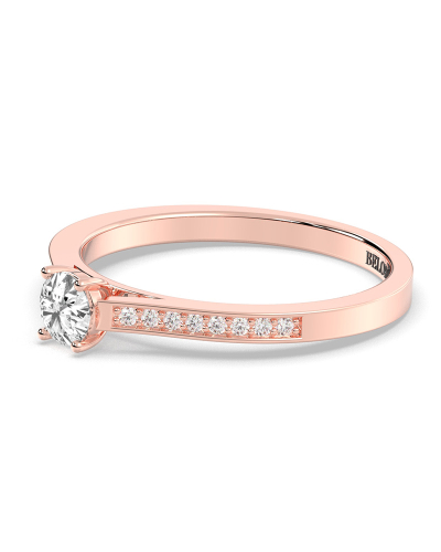 Bague Solitaire en Or rose Accompagné Diamant Rond