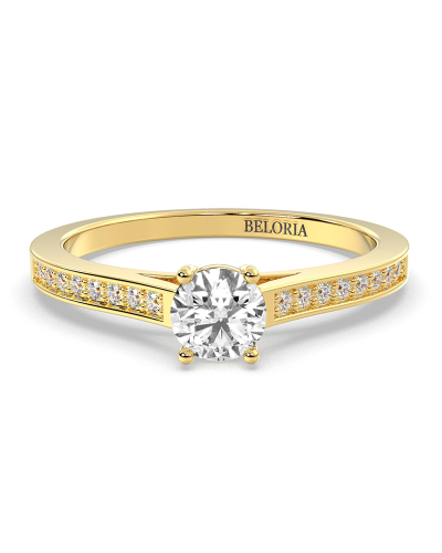 Bague Solitaire en Or jaune  Accompagné Diamant Rond