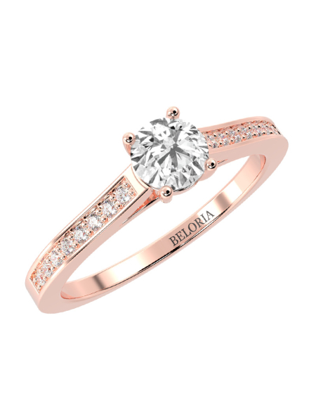 Bague Solitaire en Or blanc Accompagné Diamant Rond 2