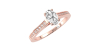 Bague Solitaire en Or rose  Accompagné Diamant Ovale