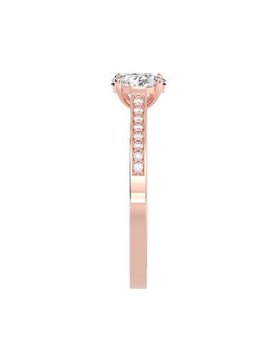 Bague Solitaire en Or rose  Accompagné Diamant Ovale