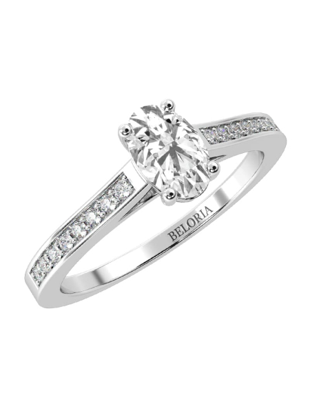 Bague Solitaire en Or rose  Accompagné Diamant Ovale 2