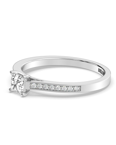 Bague Solitaire en Or blanc Accompagné Diamant Princesse