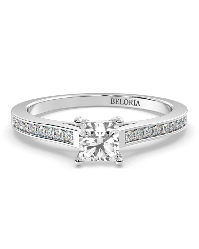 Bague Solitaire en Or blanc Accompagné Diamant Princesse