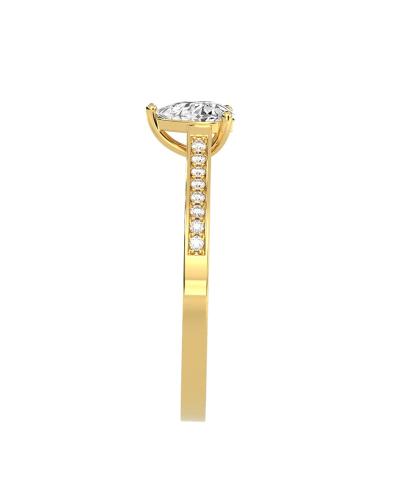 Bague Solitaire en Or jaune Accompagné Diamant Poire