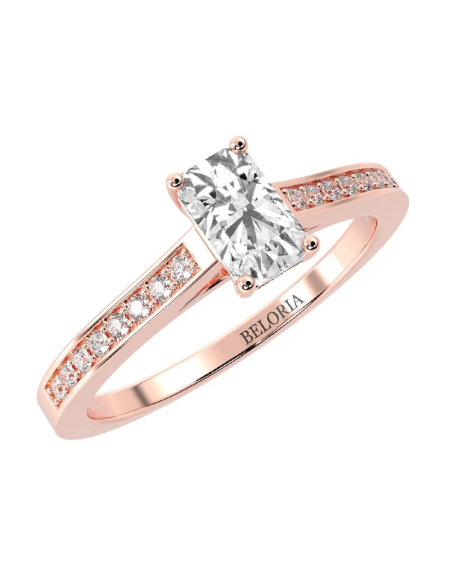 Bague Solitaire en Or blanc Accompagné Diamant Emeraude 2