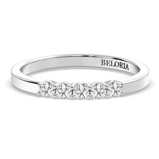 Demi Alliance en Or blanc avec 5 Diamants Ronds