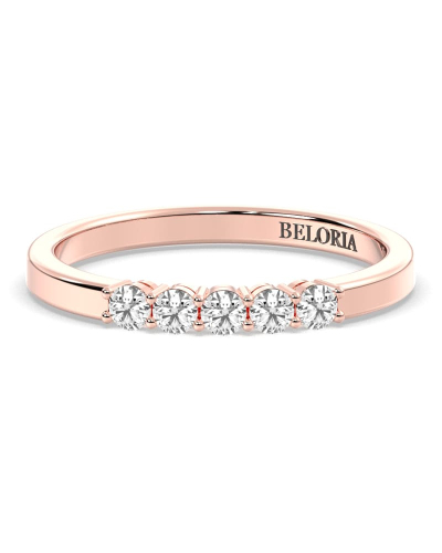 Demi Alliance en Or rose avec 5 Diamants Ronds