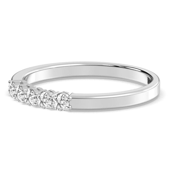 Demi Alliance en Or blanc avec 5 Diamants Ronds