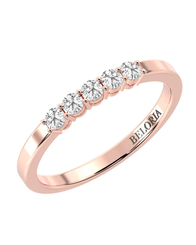 Demi Alliance en Or rose avec 5 Diamants Ronds
