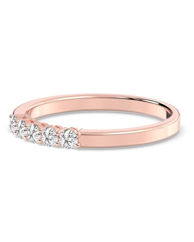 Demi Alliance en Or rose avec 5 Diamants Ronds