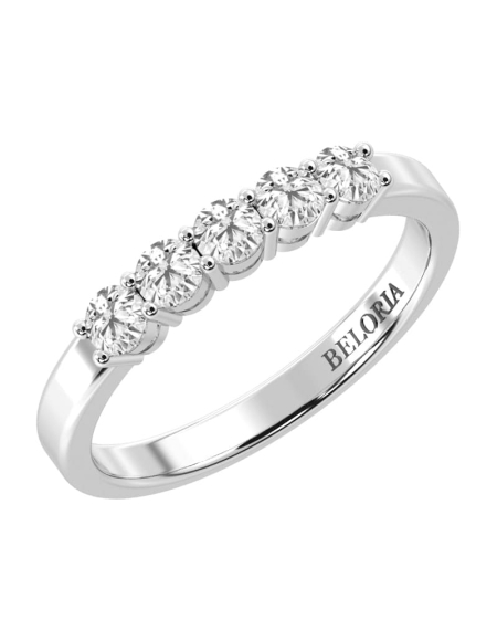 Demi Alliance en Or blanc avec 5 Diamants Ronds 2