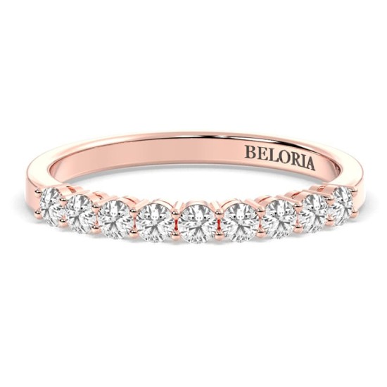 Demi Alliance en Or rose et Diamants