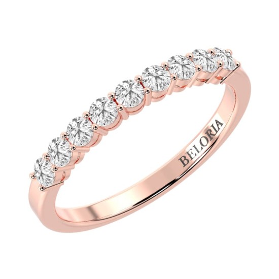 Demi Alliance en Or rose et Diamants