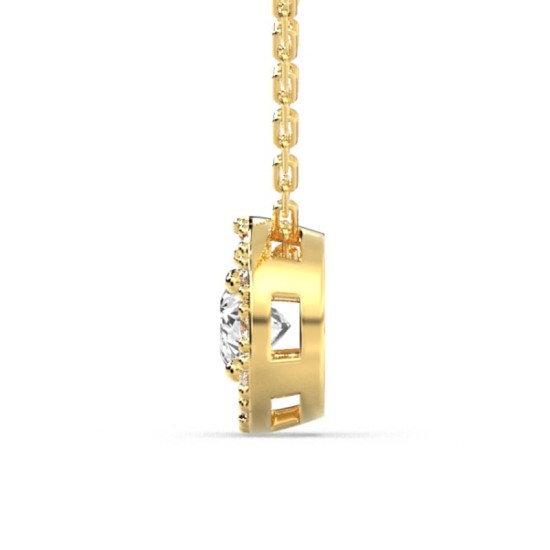Collier halo en Or jaune avec diamants rond