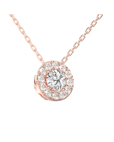 Collier halo en Or rose avec diamants rond