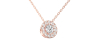 Collier halo en Or rose avec diamants rond