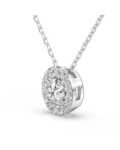 Collier halo en Or blanc avec diamants rond