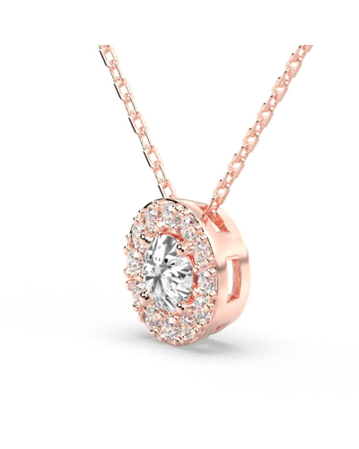 Collier halo en Or rose avec diamants rond