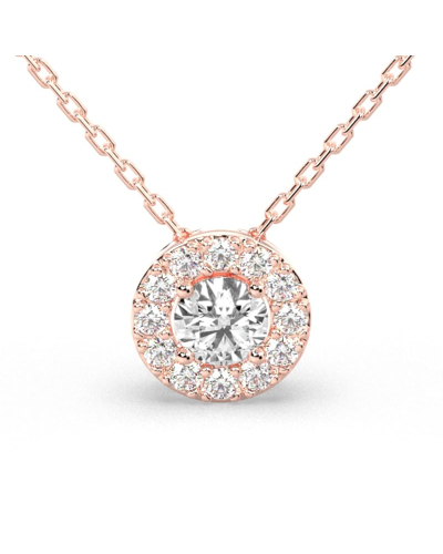 Collier halo en Or rose avec diamants rond