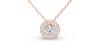 Collier halo en Or rose avec diamants rond