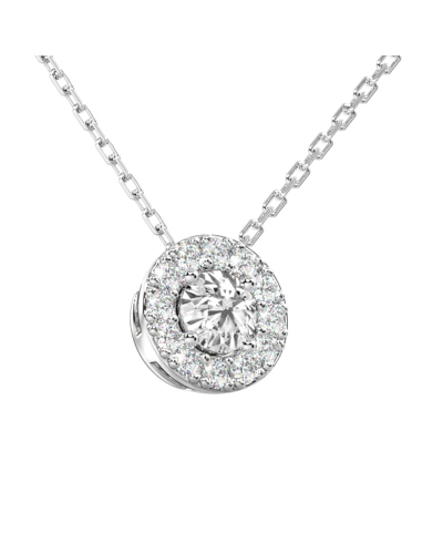 Collier halo en Or blanc avec diamants rond
