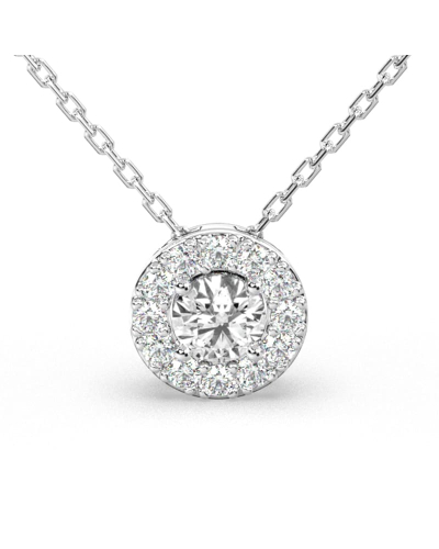 Collier halo en Or blanc avec diamants rond