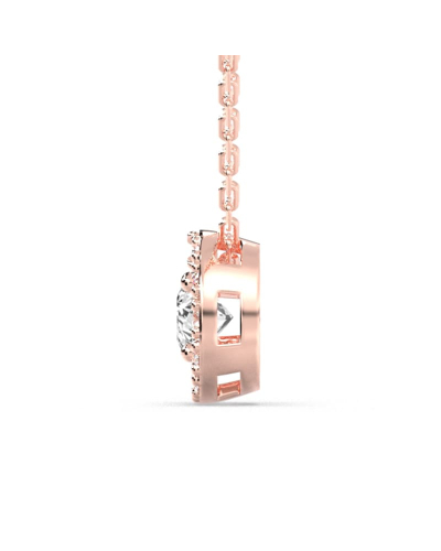 Collier halo en Or rose avec diamants rond