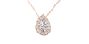Collier or rose 18 carats pendentif poire diamants et son halo de diamants