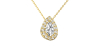 Collier or jaune 18 carats pendentif poire diamants et son halo de diamants