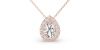 Collier or rose 18 carats pendentif poire diamants et son halo de diamants