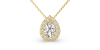 Collier or jaune 18 carats pendentif poire diamants et son halo de diamants