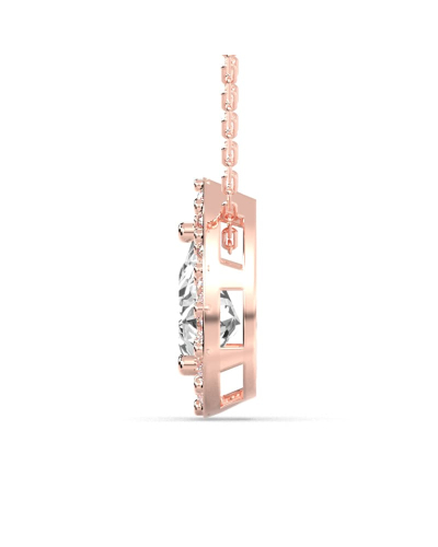 Collier or rose 18 carats pendentif poire diamants et son halo de diamants