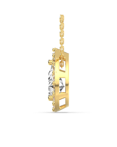 Collier or jaune 18 carats pendentif poire diamants et son halo de diamants