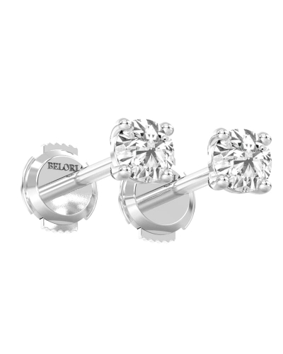 Boucles d'Oreilles en Or blanc avec diamant rond