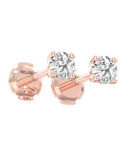 Boucles d'Oreilles en Or rose avec diamant rond