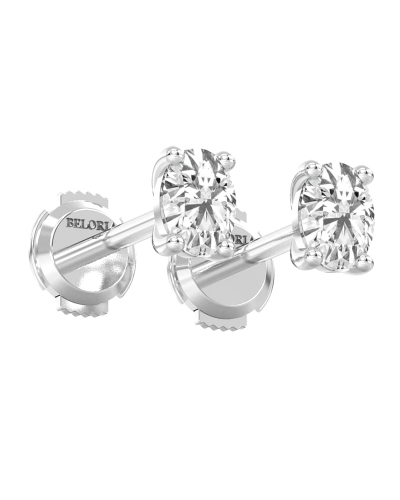 Boucles d'Oreilles en Or blanc avec Diamants Ovales